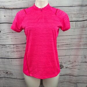 Slazenger Women's Golf Shirt Medium Hot Pink Short Sleeve quarter‎ Zip Athletic
